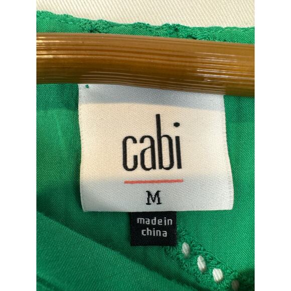 CAbi Style 5036 Gemma Top in Green w/ Tank Embroidered Eyelet Sz Medium - Picture 5 of 6